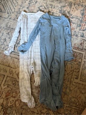 Magnetic Me Blue and Cream Footed Baby One-Pieces